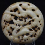 Antike Plaque Weisse Jade mit Drachen